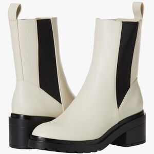 Amazon Essentials Women's Chunky Sole Chelsea Boot Ecru Faux Leather Size 9 NWT
